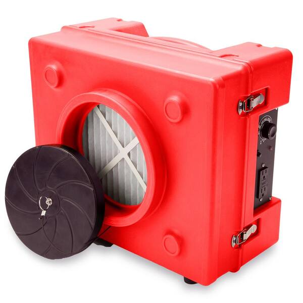 B-Air 1/3 HP 2.5 Amp HEPA Air Scrubber Purifier for Water Damage Restoration Negative Air Machine in Red