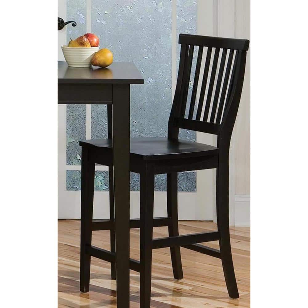 Arts and Crafts 24" Sleek Black Hardwood Counter Stool