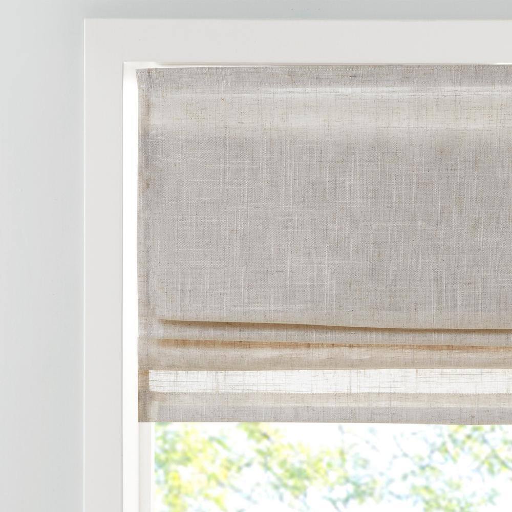 Natural Linen Blend Cordless Roman Shade, 31" x 64"