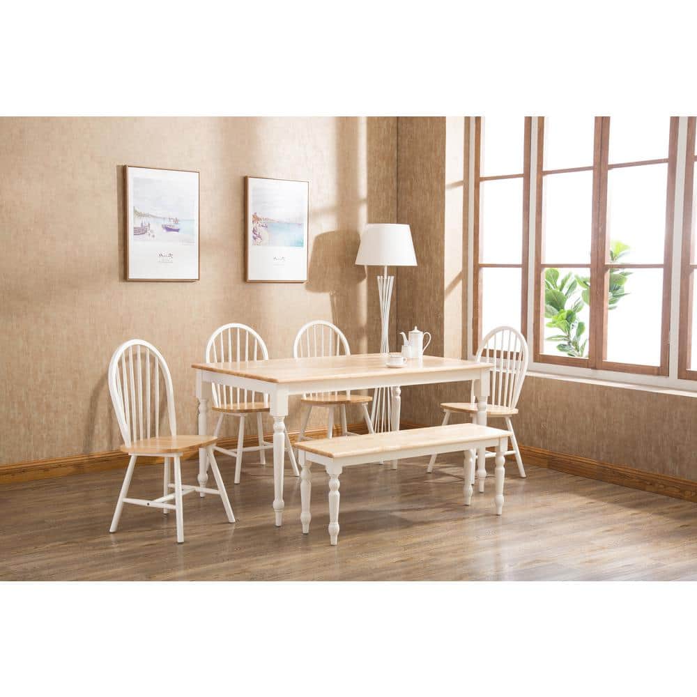 Windsor-Inspired White & Natural High Slat Side Chair Set