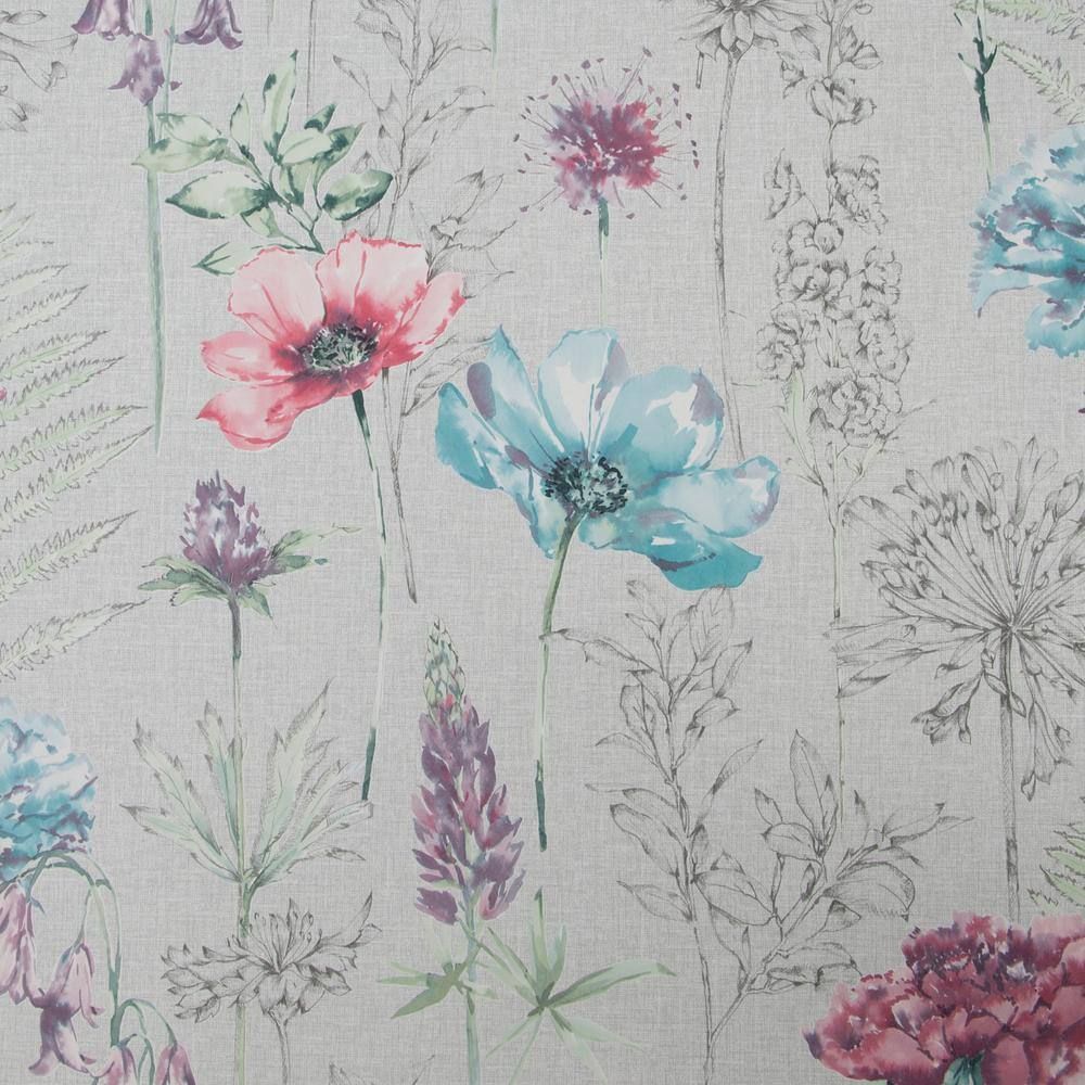 Floral Sketch Grey Removable Wallpaper Sample