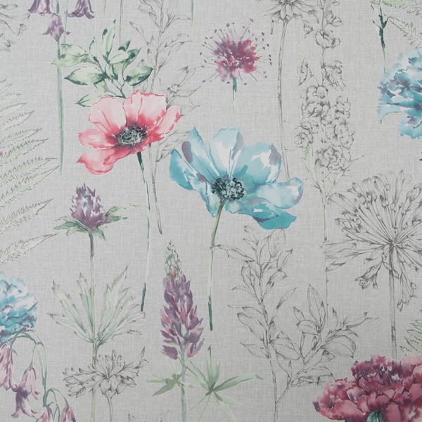 Fresco Floral Sketch Grey Removable Wallpaper