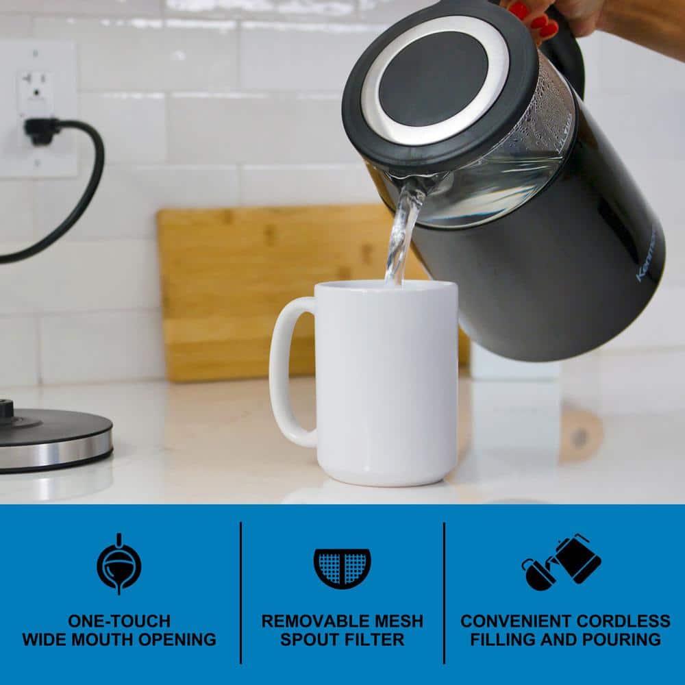 1.7L Black Double-Walled Glass Electric Kettle with Digital Control