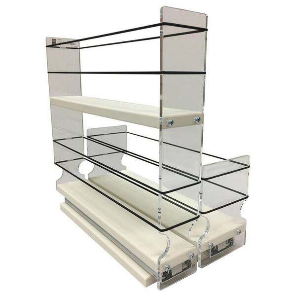 Vertical Spice 10.6" x 5.75" x 10.75" Cabinet Mount Tiered Spice Drawer, Cream