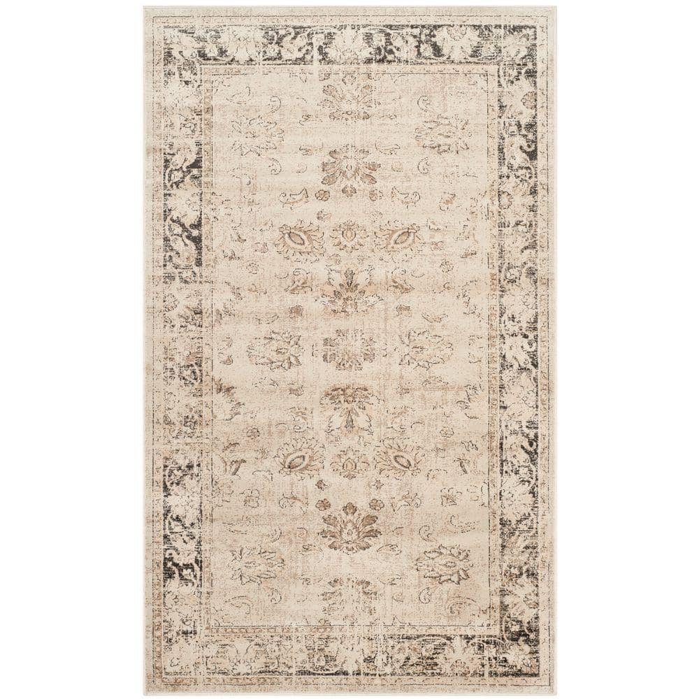 Vintage Stone Reversible Wool and Viscose Rug, 48" x 31"