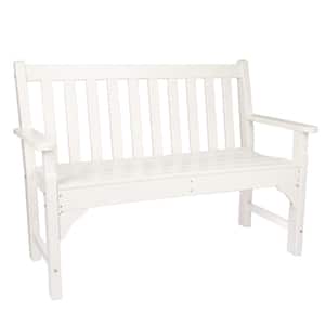 Oxford 48.5 in. 2-Person Ivory Plastic Outdoor Bench