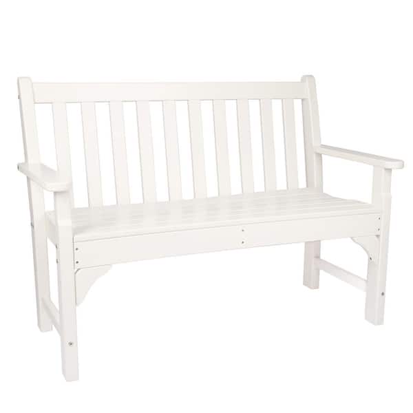 NewTechWood Oxford 48.5 in. 2-Person Ivory Plastic Outdoor Bench P011 ...