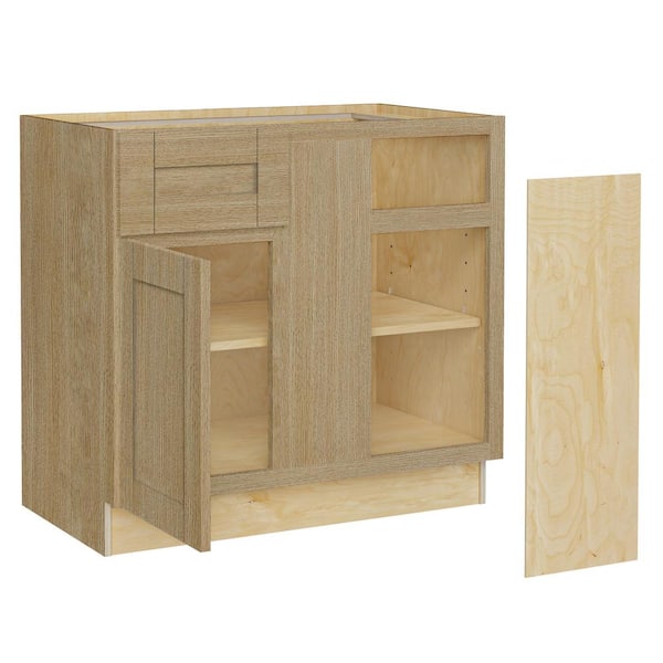 Home Decorators Collection Washington 30 in. W x 24 in. D x 34.5 in. H Assembled Plywood Base Blind Cabinet Kitchen Cabinet in Oak with Soft Close