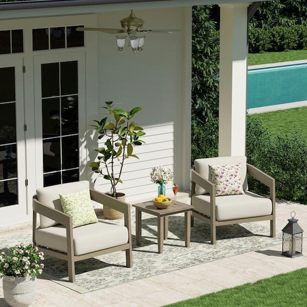 Harmonti 3-Piece Aluminum Patio Conversation Set with Cushions