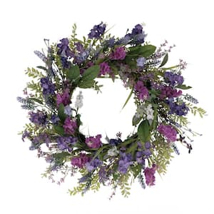 24 in. Artificial Lavender Floral Spring Wreath