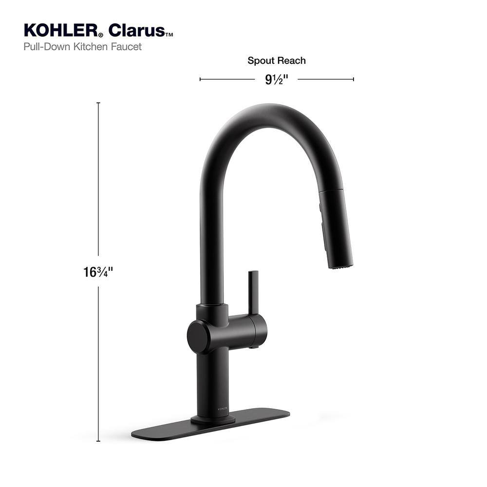 Matte Black Single Handle Pull-Down Kitchen Faucet with Soap Dispenser