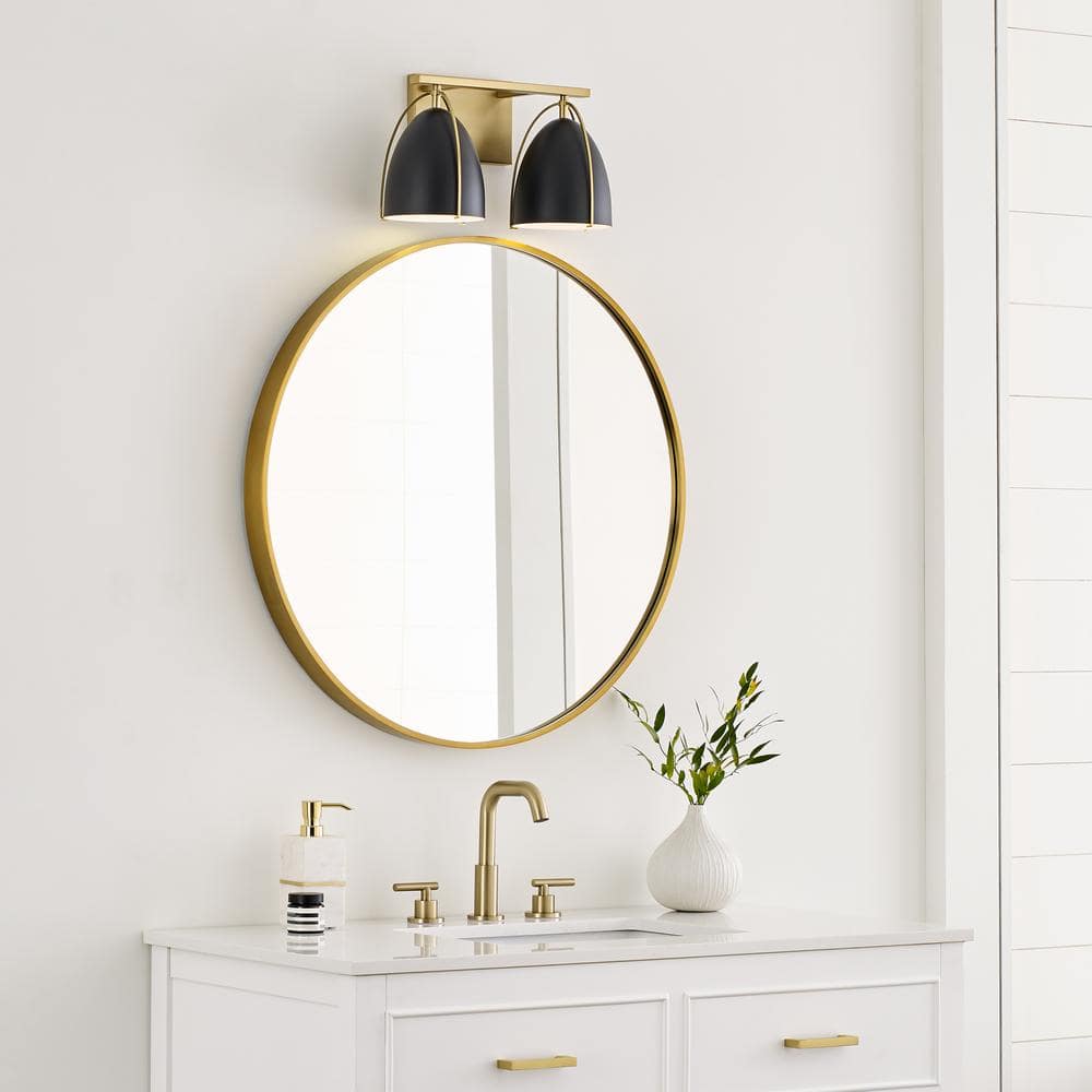 Norman Satin Brass Dual-Light Dimmable Vanity Wall Sconce