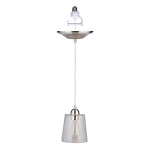 Instant Pendant 1-Light Recessed Light Conversion Kit Brushed Nickel Clear Glass Shade