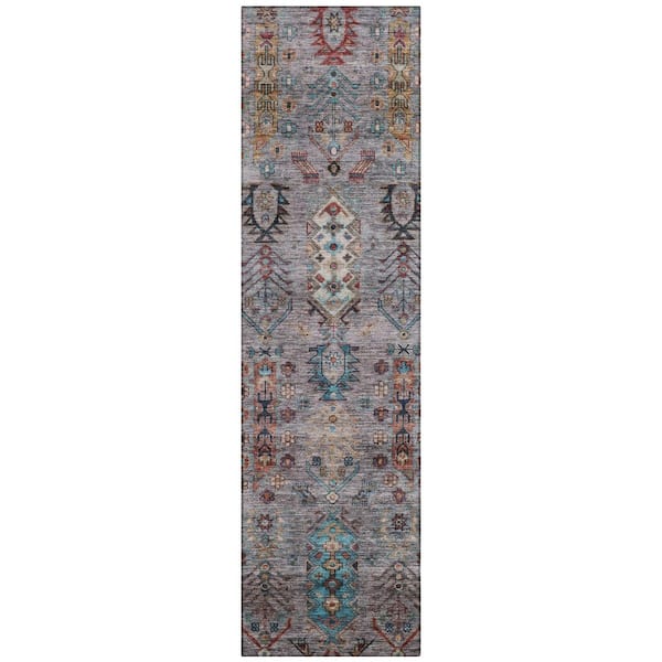 Addison Rugs Chantille Machine Washable Indoor/Outdoor Abstract ACN2047 Gray 2 ft. 3 in. x 7 ft. 6 in. Runner Rug