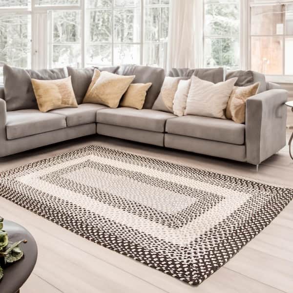 Super Area Rugs Waterbury Rectangle Black and Gray 3 ft. X 5 ft. Cotton Braided  Area Rug SAR-WAT01A-BLK-3X5 - The Home Depot