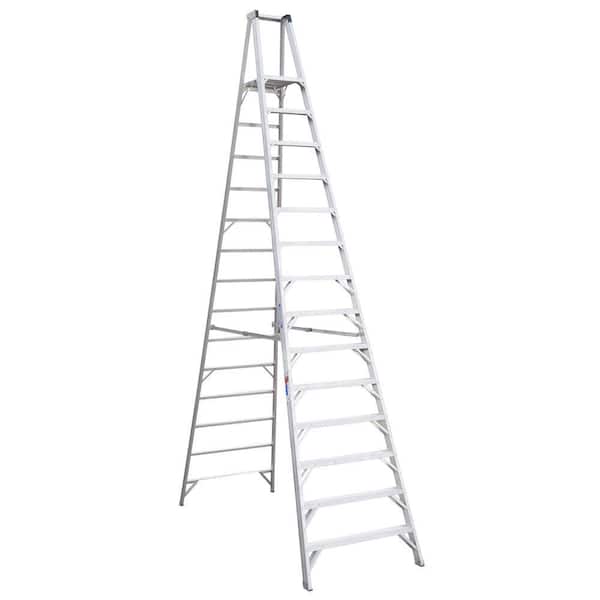 Werner 14 ft. Aluminum Platform Step Ladder (20 ft. Reach Height) with 300 lb. Load Capacity Type IA Duty Rating