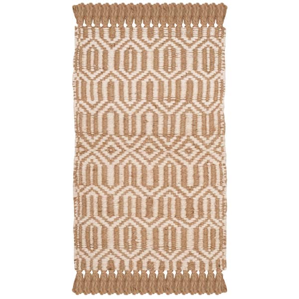 SAFAVIEH Natural Fiber Beige/Ivory Doormat 2 ft. x 4 ft. Geometric Area Rug