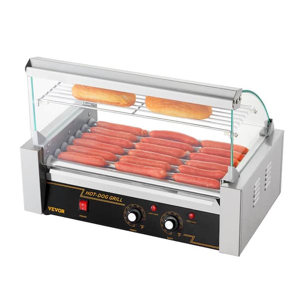 VEVOR Hot Dog Roller 7 Rollers 18 Hot Dogs Capacity Stainless Sausage Grill Cooker Machine, ETL Certified