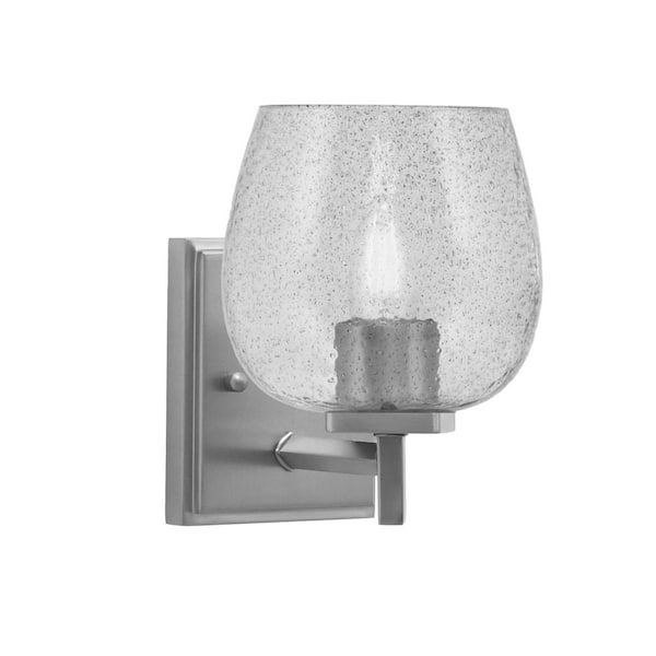 Unbranded Bridgewater 6 in. 1 Light Graphite Wall Sconce with 6 in. Smoke Bubble Glass Shade, No Bulb Included
