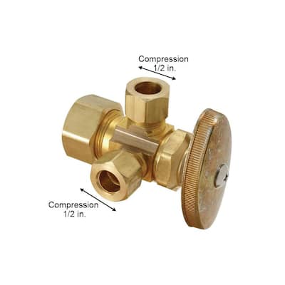 1/2 in. Nominal Compression Inlet x 3/8 in. O.D. Compression x 3/8 in. O.D. Compression Dual Outlet Multi-Turn Valve