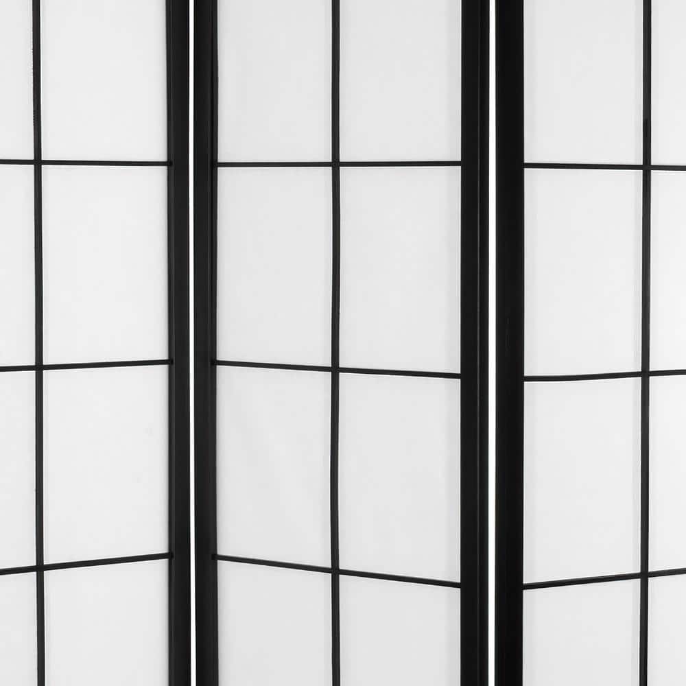 Black and White Japanese Shoji 3-Panel Room Divider