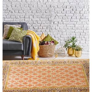 Orange 8 ft. x 10 ft. Hand-Knotted Wool Traditional Kotan Area Rug