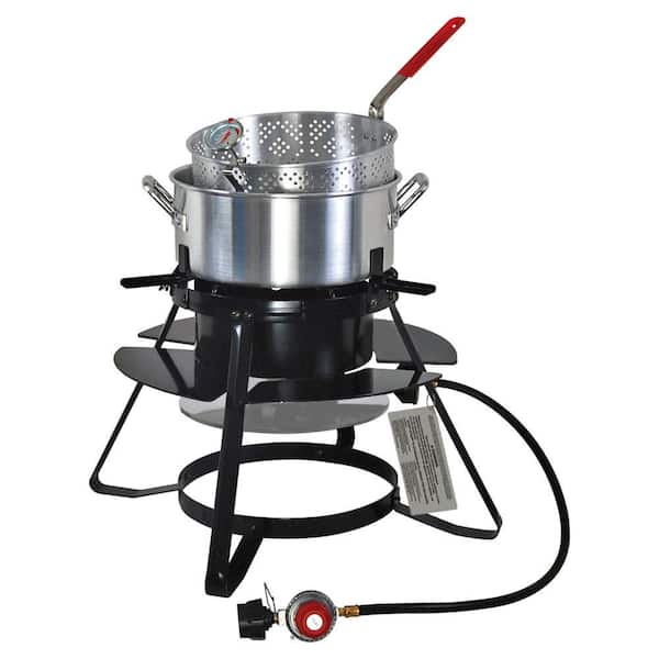 Brinkmann 100,000 BTU Propane Gas Outdoor Cooker with 10 qt. Pan and Basket Set