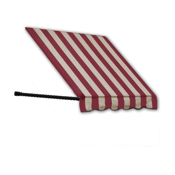 AWNTECH 10.38 ft. Wide Santa Fe Twisted Rope Arm Window/Entry Fixed Awning (56 in. H x 36 in. D) Burgundy/Tan