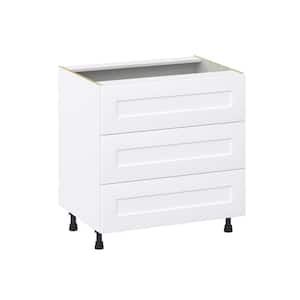 Wallace Painted Warm White Shaker Assembled Base Kitchen Cabinet with 3 Even Drawers (33 in. W X 34.5 in. H X 24 in. D)