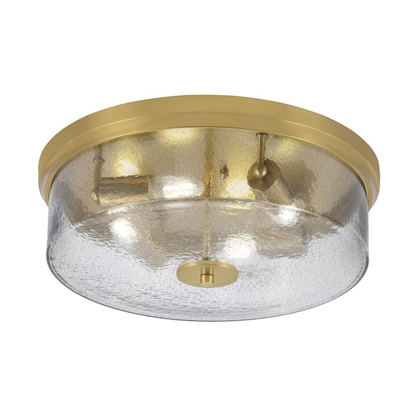 Unbranded Ashland 17 in. 4 Light New Age Brass Flush Mount with Smoke Bubble Glass Shade No Bulbs Included
