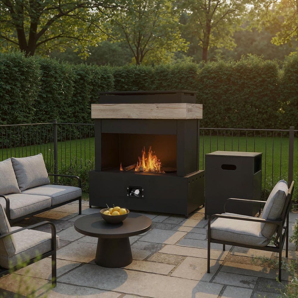 LATTOY 43 in. 50000BTU Propane Fire Pit Table Modern Outdoor Gas