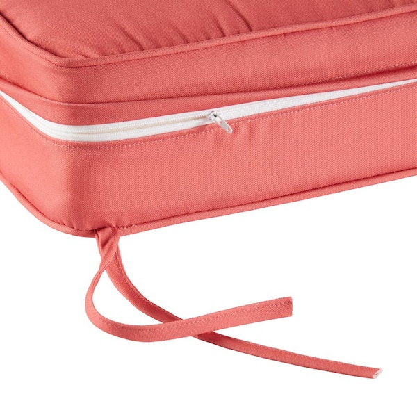 WELLFOR 25 in. x 25 in. 2-Piece Deep Seating Outdoor Lounge Chair Cushion  with Rope Belts in Red HW-HGY-67235RE - The Home Depot