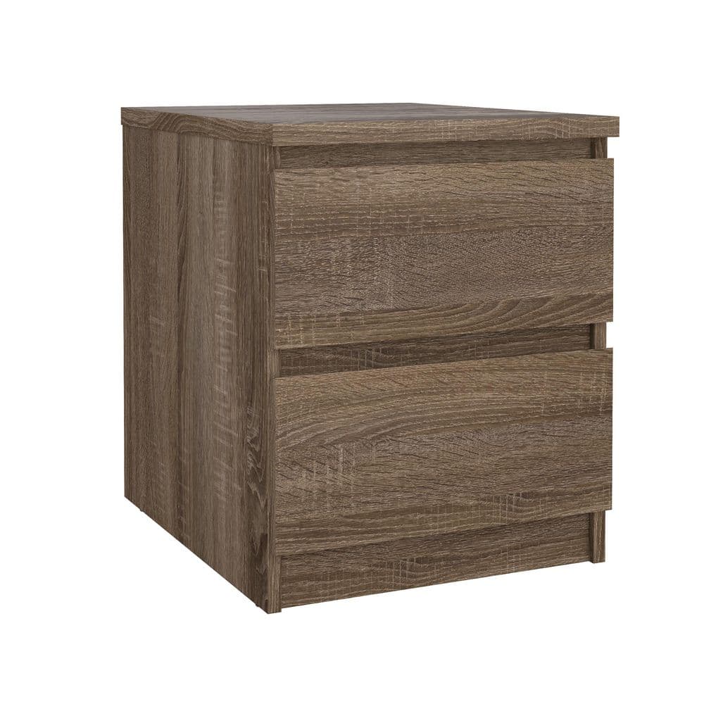 Truffle Oak 2-Drawer Modern Nightstand