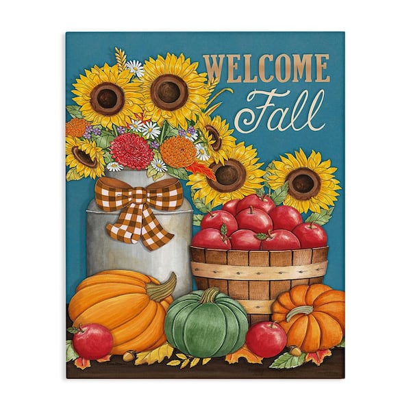 Stupell Industries Welcome Fall Harvest byDeb Strain 1 Piece Unframed Graphic Print Nature Poster Art Print 20 in. x 16 in.