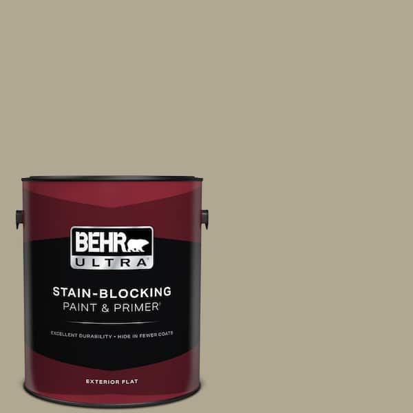 BEHR ULTRA 1 gal. #BXC-22 Field Khaki Flat Exterior Paint & Primer