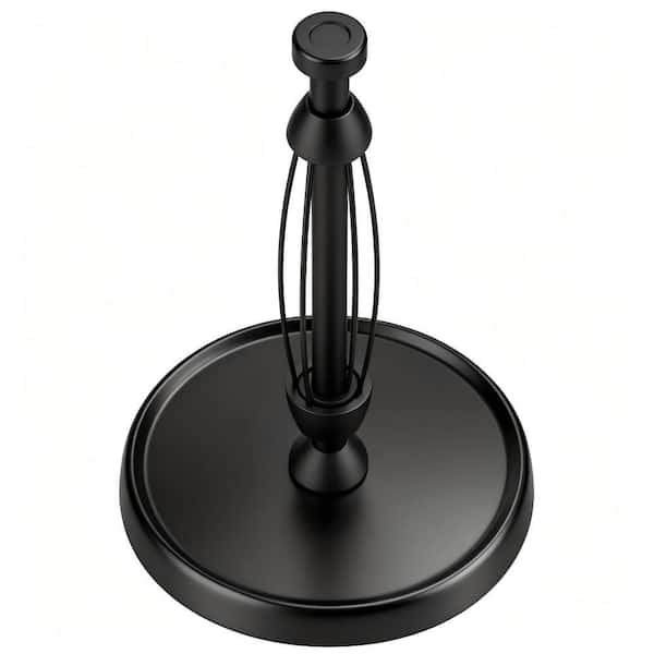 Black Stainless Steel Paper Towel Holder, Paper Towel Roll Holder Stand with Ratchet Mechanism for Kitchen Countertop