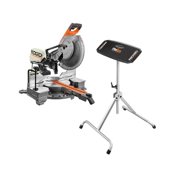 RIDGID 15 Amp Corded 12 in. Dual Bevel Sliding Miter Saw with 70 Deg. Miter Capacity and Flip Top Portable Work Support