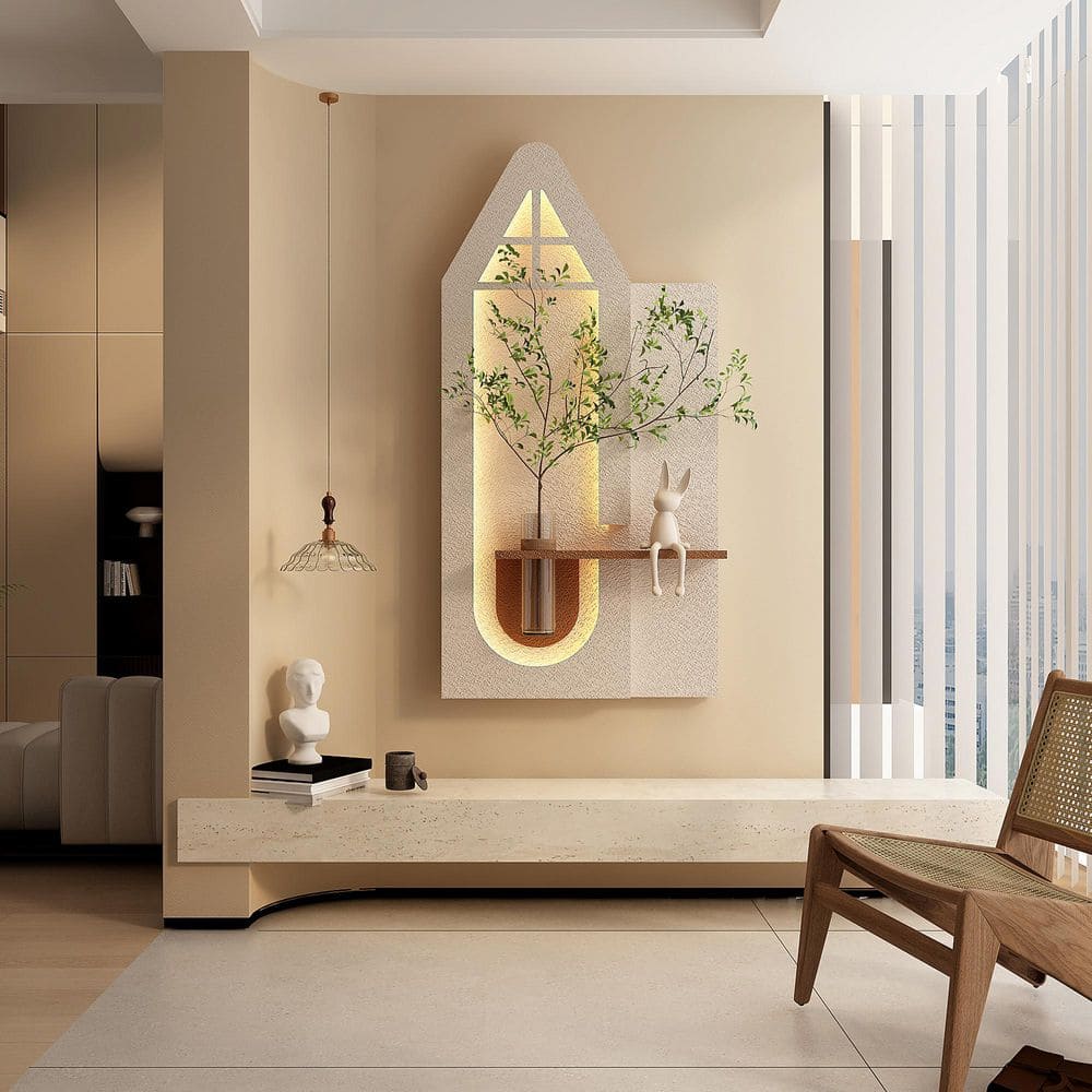 Seafuloy 23.62 in. x 47.24 in. Beige 3D LED Sandstone Wall