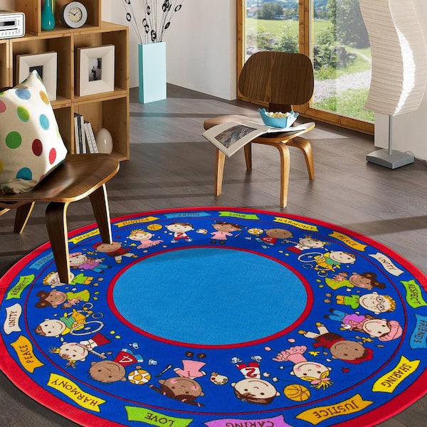 Garçons Rug World Rug Gallery Kids Educational Multi 6 ft. 6 in. x 6 ft. 6 in