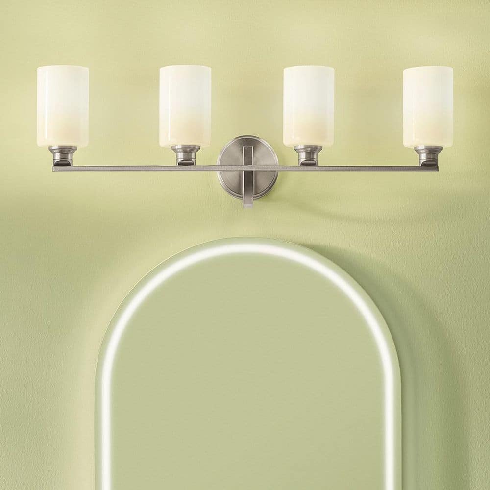Gioe 32.25 in. 4-Light Vanity Light with Opal Glass in Brushed Nickel price history on PriceWatchPro
