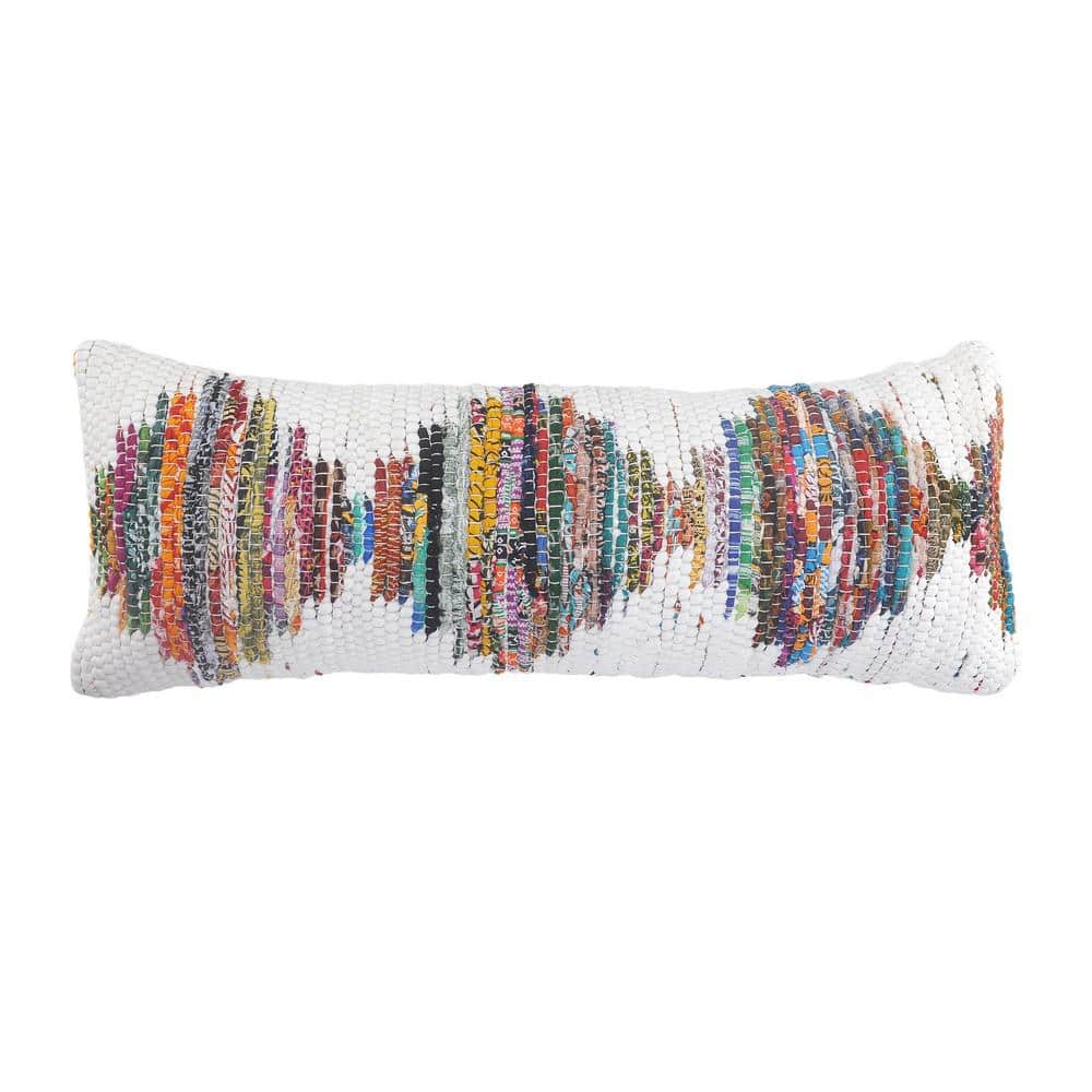 Lucia White/Multicolored 14 in. x 36 in. Soft Poly-Fill Geometric Indoor Th