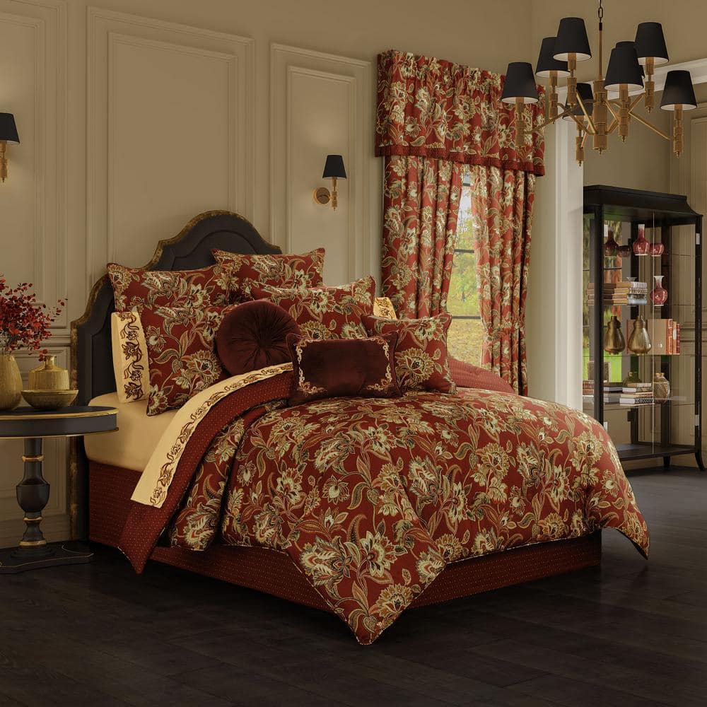 Montecito Red Polyester California King 4Pc. Comforter Set