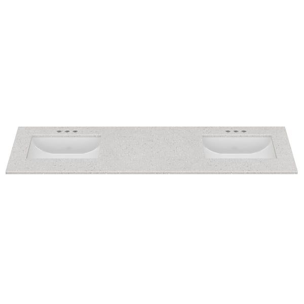 67 in. W x 22 in. D Cultured Marble Rectangular Undermount Double Basin Vanity Top in Silver Stream