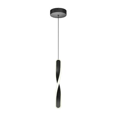 Finley 13-Watt 1 Light Black Modern 5 CCT Integrated LED Mini Pendant Light Fixture for Kitchen Island