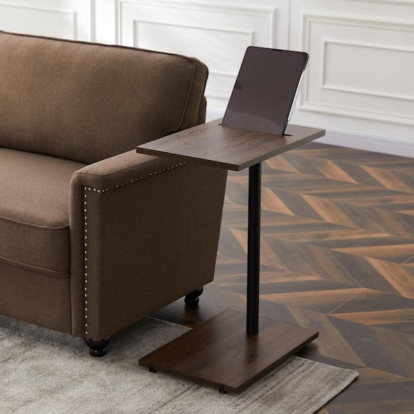 KINWELL 13 in. Brown Rectangle Wood End Table