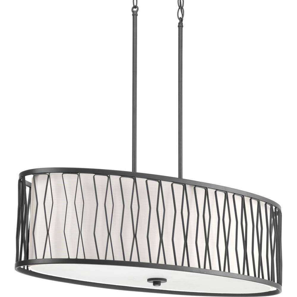 Graphite Four-Light Drum Pendant with Glass Diffuser