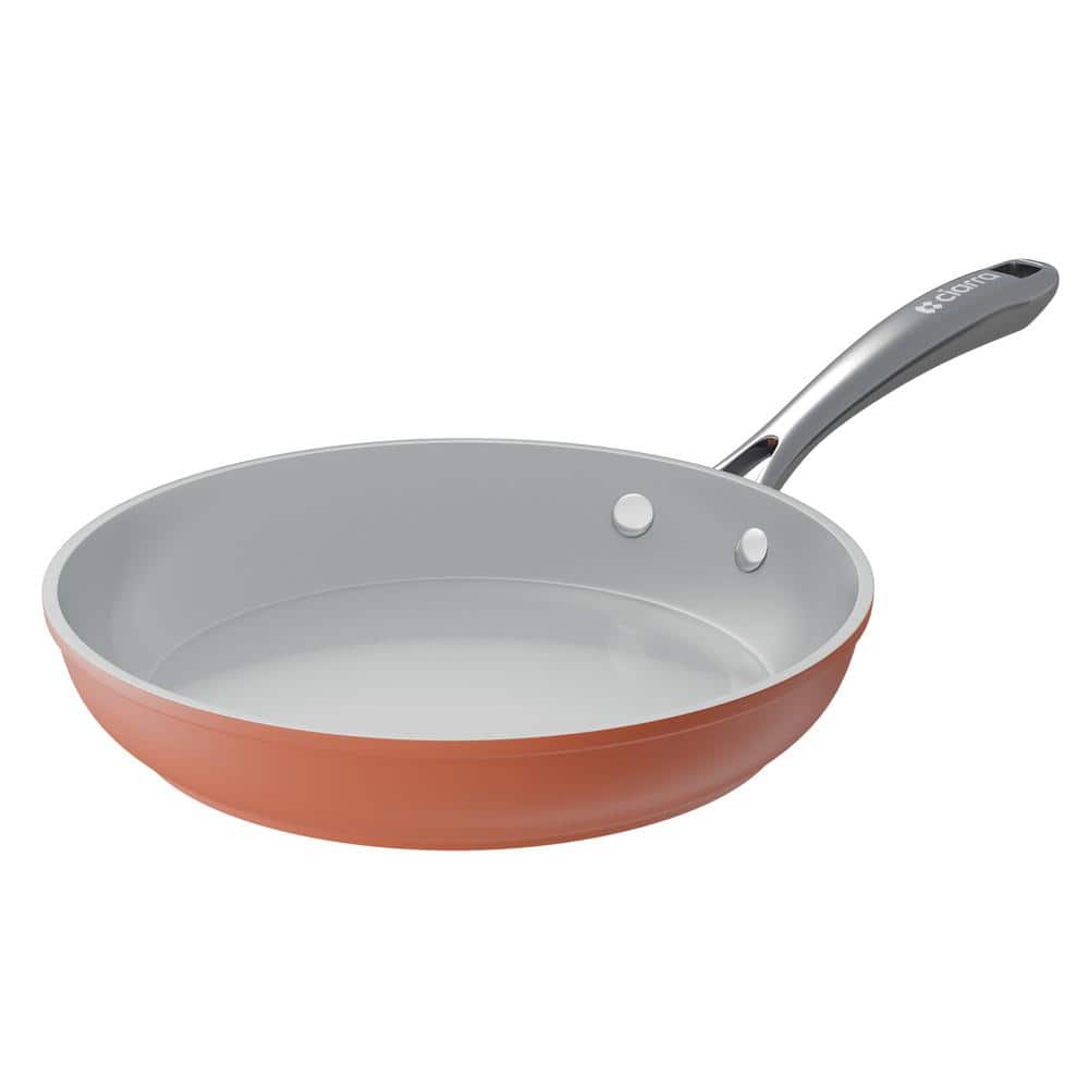 JEREMY CASS 10 in. Ceramic Nonstick Frying Pan in Orange for