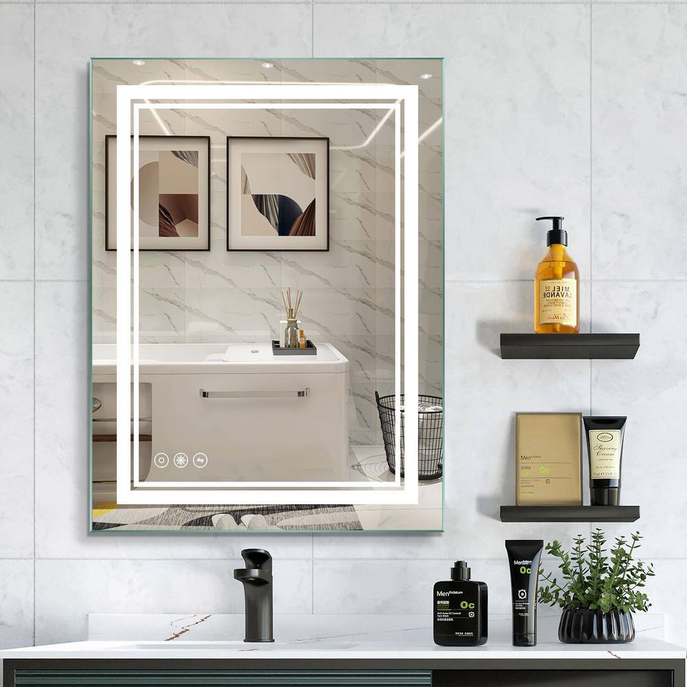 24 in. W x 32 in. H Rectangular Aluminium Frameless Wall Mounted Bathroom V
