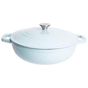 5 qt. Round Cast Iron Dutch Oven Braiser in Light Blue with Lid