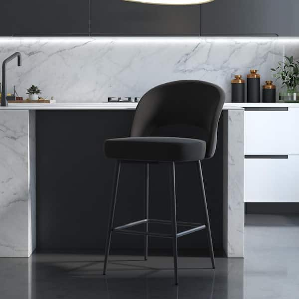 CosmoLiving by Cosmopolitan Alexi Black Velvet Upholstered Counter